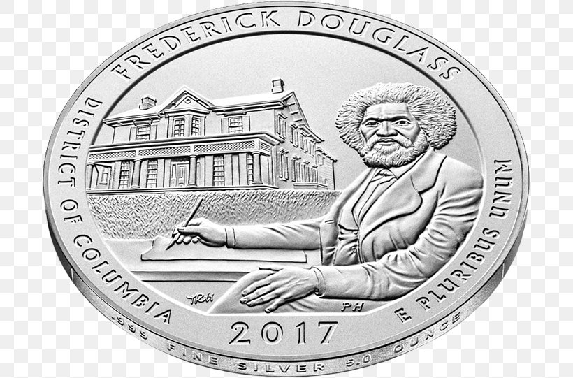 Frederick Douglass National Historic Site Silver Coin Silver Coin Quarter, PNG, 700x541px, Coin, Australian Silver Kangaroo, Black And White, Coin Collecting, Currency Download Free