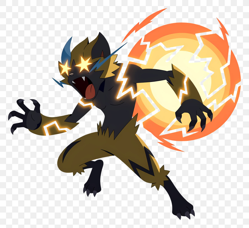 Zeraora - Electric Wolf Monster Unleashing Energy PNG