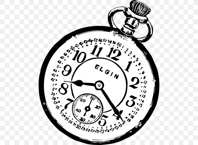 Clip Art Pocket Watch Openclipart, PNG, 500x600px, Pocket Watch, Area, Black And White, Clock, Drawing Download Free