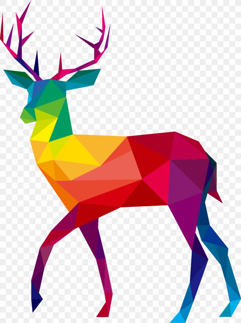 Reindeer Polygon Illustration, PNG, 870x1163px, Deer, Antler, Art, Elephant, Geometry Download Free