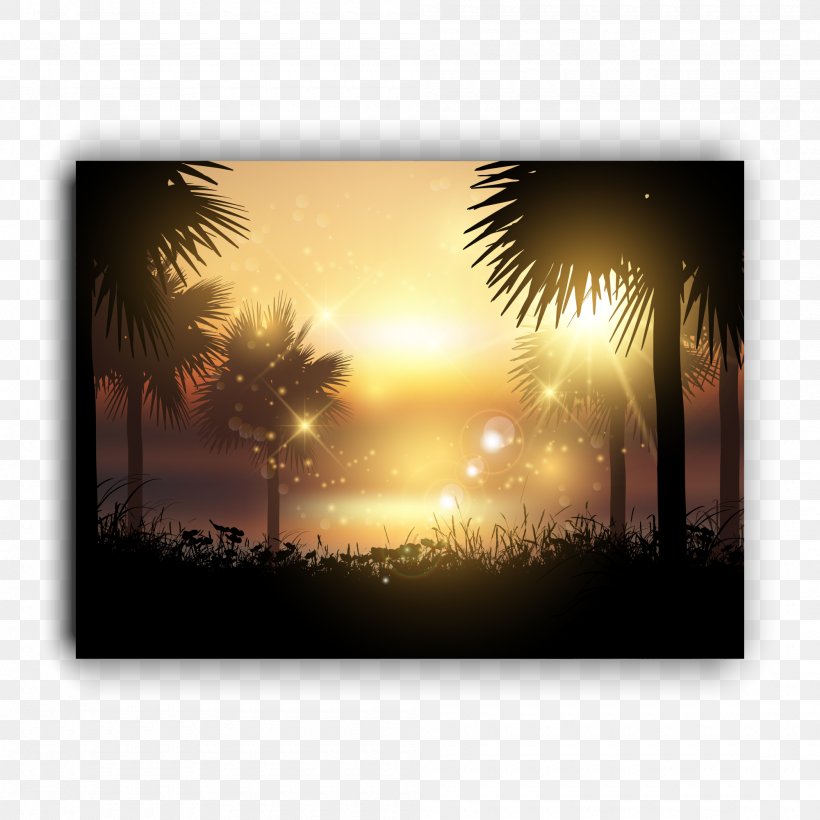 Sunrise Euclidean Vector Sunset, PNG, 2000x2000px, Sunrise, Picture Frame, Rectangle, Silhouette, Sky Download Free