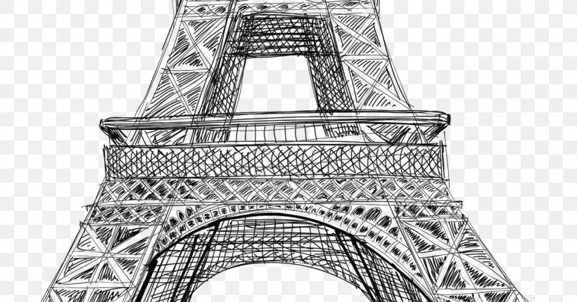 Eiffel Tower Image Drawing, PNG, 1200x630px, Eiffel Tower, Arch, Architecture, Black And White, Drawing Download Free