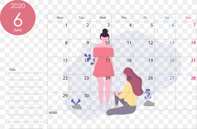 June 2020 Calendar 2020 Calendar, PNG, 3000x1982px, 2020 Calendar, June 2020 Calendar, Line, Text Download Free