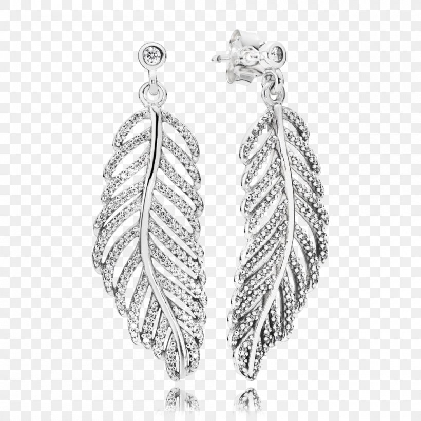 PANDORA Light As A Feather Earrings 290584CZ Jewellery Cubic Zirconia, PNG, 1000x1000px, Earring, Body Jewelry, Cubic Zirconia, Earrings, Fashion Accessory Download Free