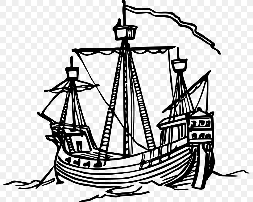 15th Century Sailing Ship Clip Art, PNG, 800x656px, 15th Century, Artwork, Barque, Black And White, Boat Download Free