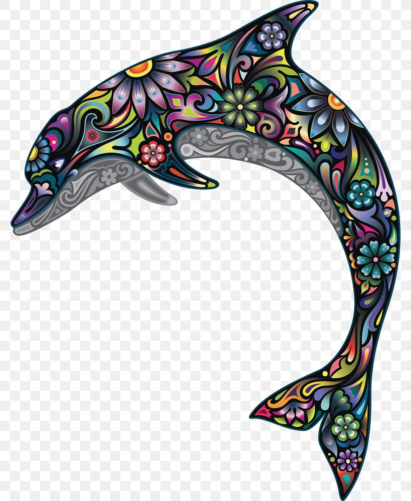 Dolphin Wall Decal Illustration, PNG, 778x1000px, Dolphin, Abstract Art, Art, Color, Decal Download Free