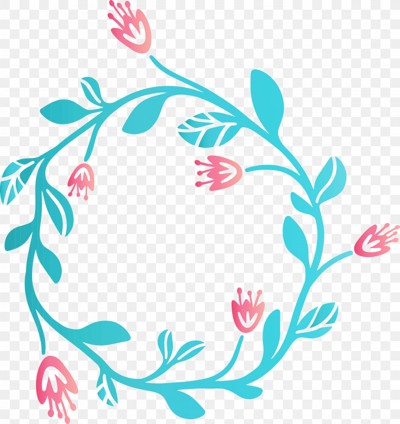 Turquoise Aqua Teal Circle Branch, PNG, 2826x3000px, Flower Frame, Aqua, Branch, Circle, Floral Frame Download Free