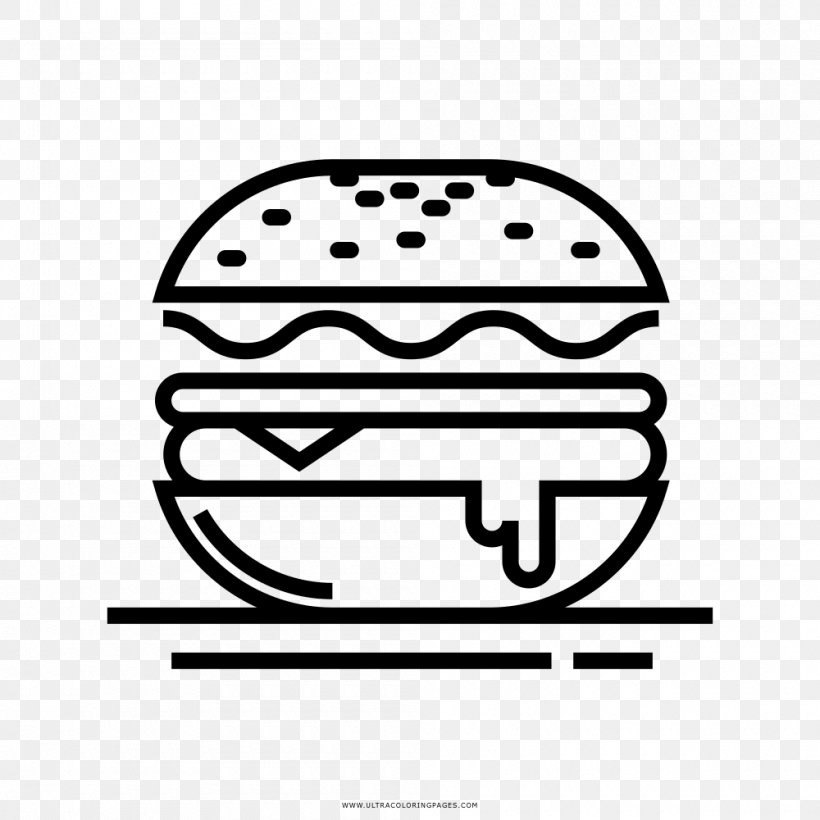 Hamburger Cheeseburger French Fries Drawing Black And White, PNG, 1000x1000px, Hamburger, Area, Black, Black And White, Brand Download Free