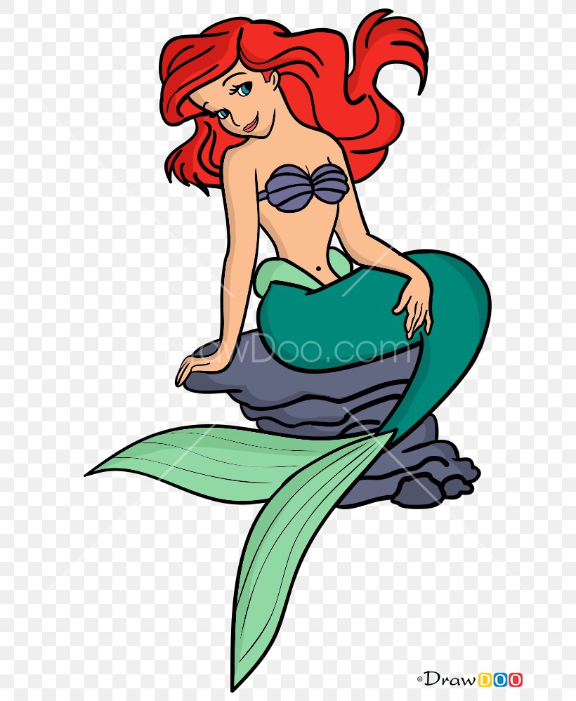 Mermaid Ariel Drawing Illustration Draw So Cute, PNG, 709x998px, Watercolor, Cartoon, Flower, Frame, Heart Download Free