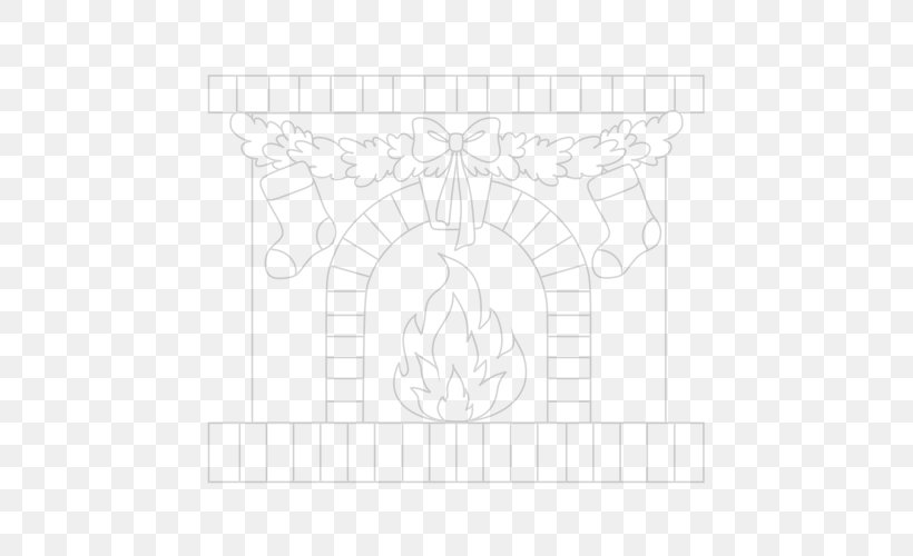 Fireplace Drawing How-to Line Art Christmas Stockings, PNG, 500x500px, Fireplace, Area, Black And White, Border, Chimney Download Free
