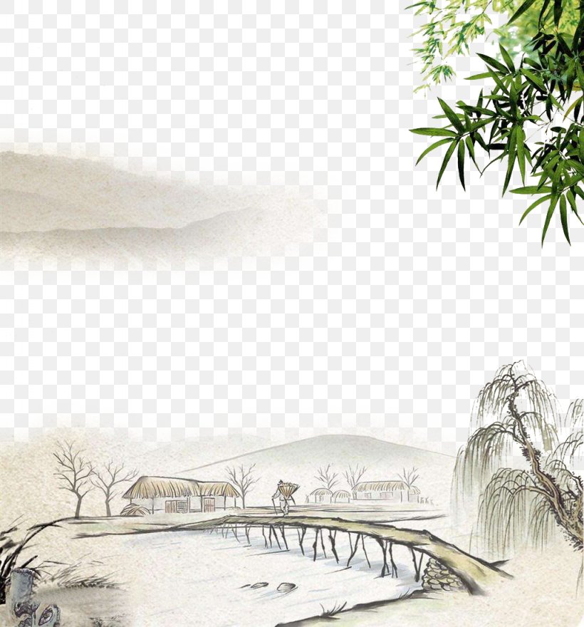Chinese Painting Ink Wash Painting Shan Shui Wall, PNG, 1024x1100px, Chinese Painting, Birdandflower Painting, Branch, Fukei, Grass Download Free