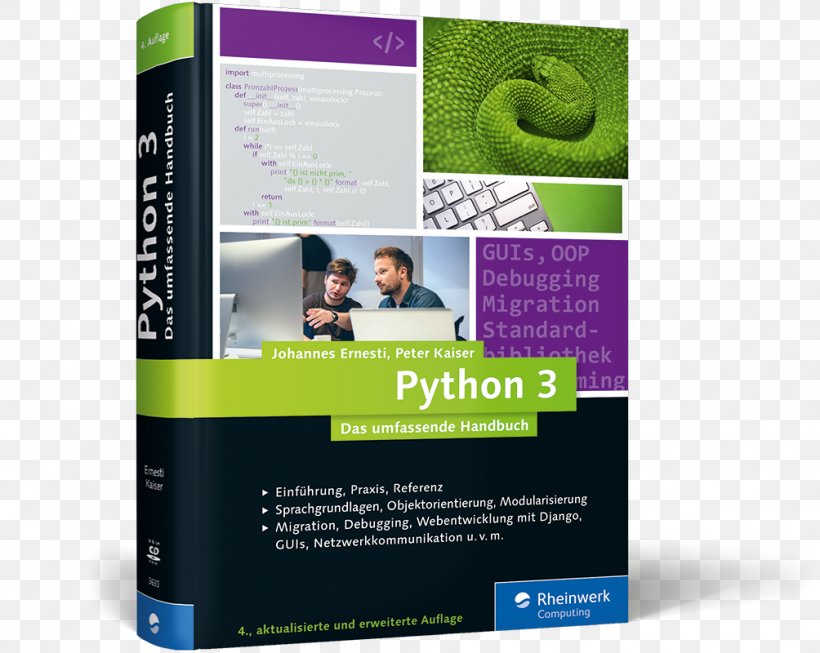 Python 3: Das Umfassende Handbuch: Sprachgrundlagen, Objektorientierung, Modularisierung (Ausgabe 2017) GIMP 2.10: Das Umfassende Handbuch Object-oriented Programming, PNG, 1004x800px, Python, Advertising, Book, Brand, Cdrom Download Free