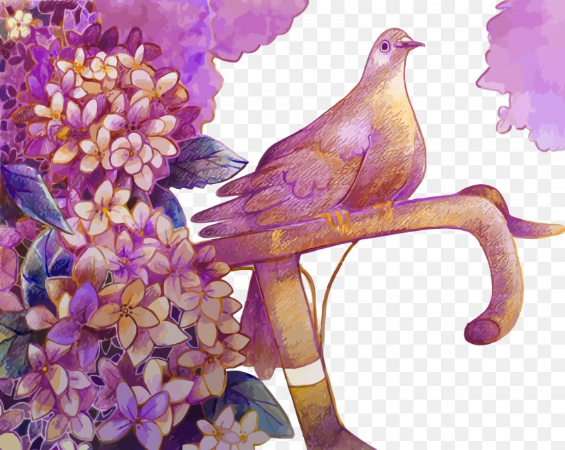 Bird Flower Euclidean Vector, PNG, 1500x1196px, Bird, Art, Beak, Branch, Color Download Free