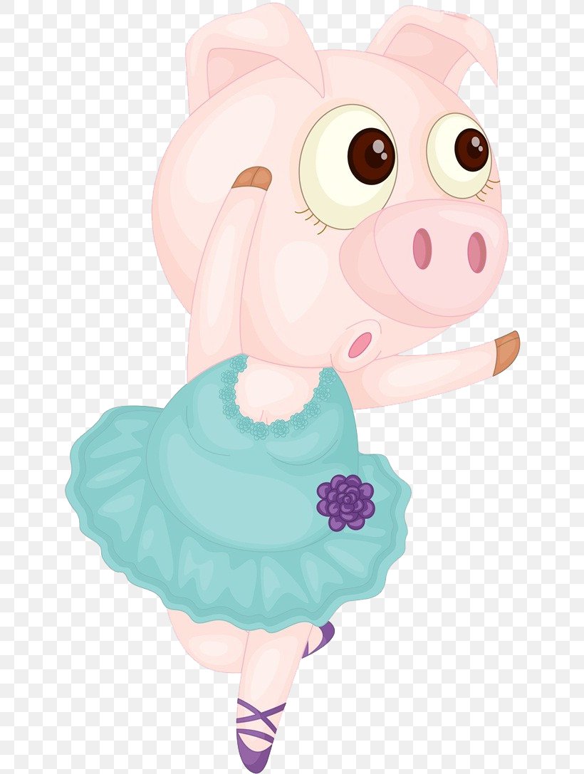 Domestic Pig Ballet Dance Illustration, PNG, 643x1087px, Watercolor, Cartoon, Flower, Frame, Heart Download Free