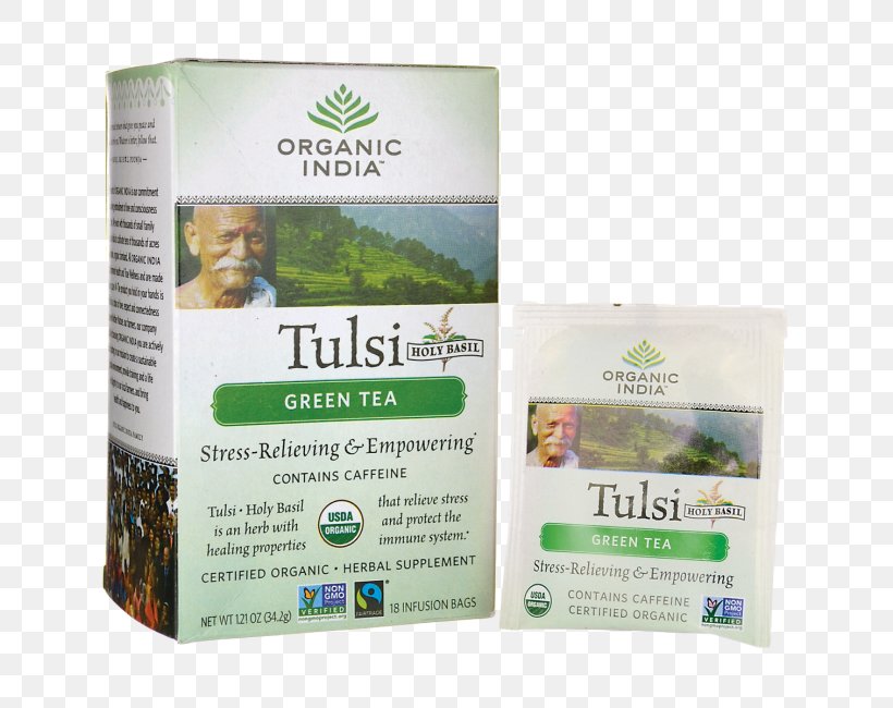 Green Tea Ginger Tea Holy Basil Organic India, PNG, 650x650px, Tea, Basil, Caffeine, Drink, Food Download Free