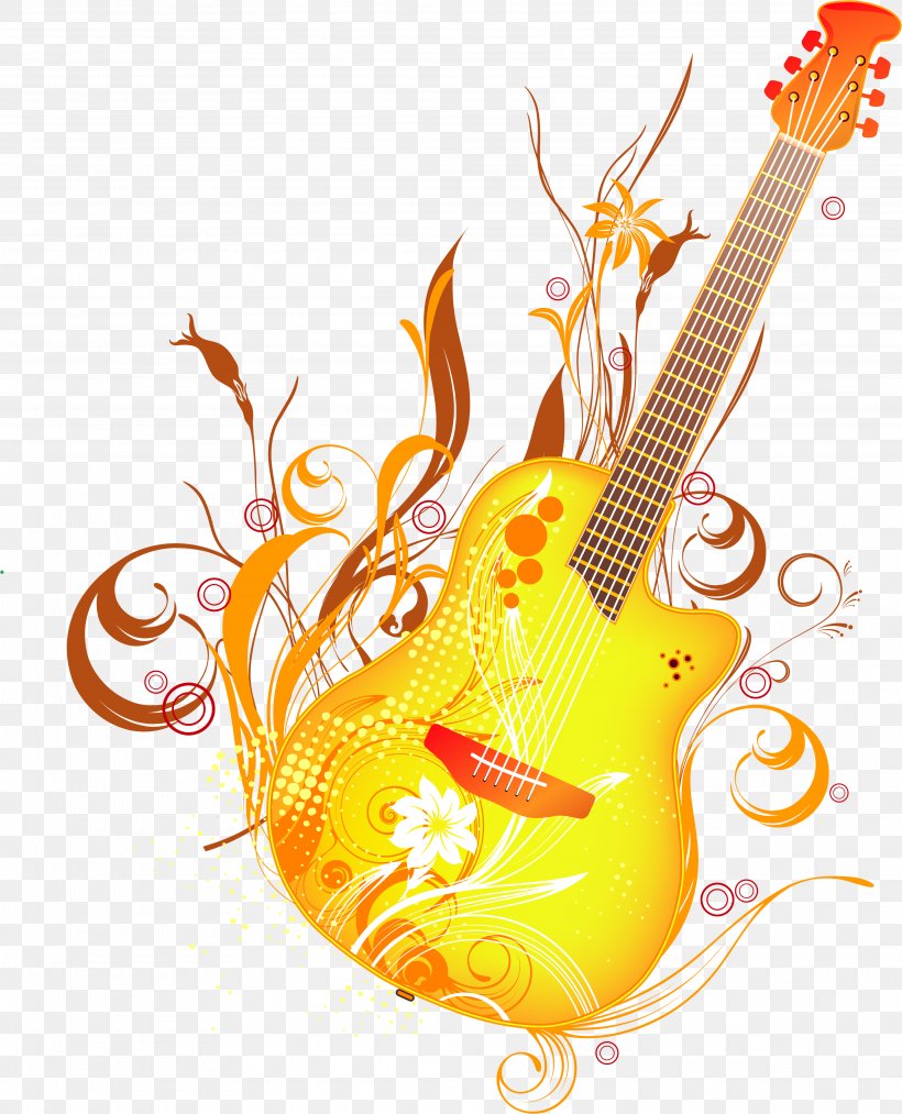 Guitar Graphic Design Illustration, PNG, 3952x4884px, Watercolor, Cartoon, Flower, Frame, Heart Download Free