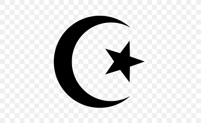 Star And Crescent Symbols Of Islam Star Polygons In Art And Culture Clip Art, PNG, 500x500px, Star And Crescent, Black And White, Crescent, Culture, Islam Download Free