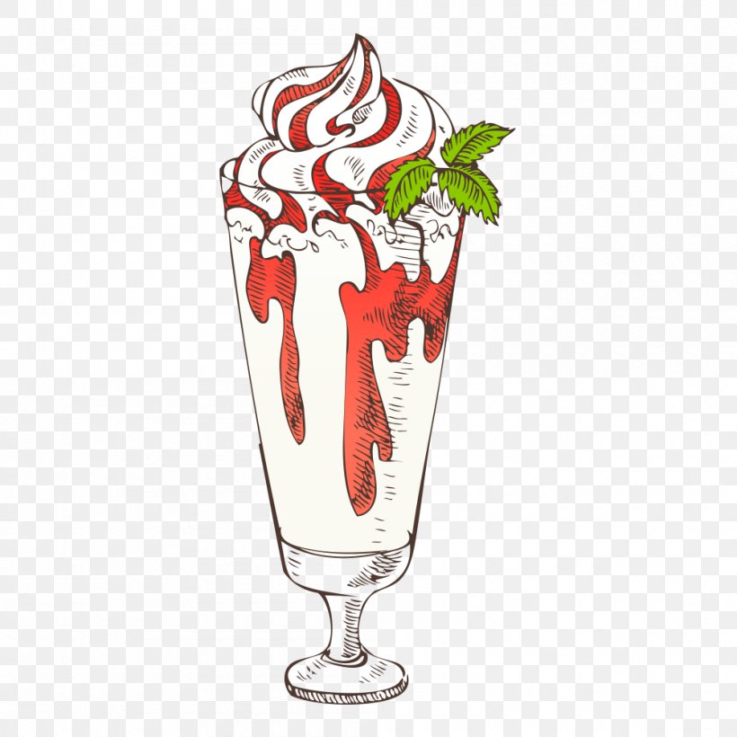 Ice Cream Milkshake Cocktail Illustration, PNG, 1000x1000px, Ice Cream, Champagne Stemware, Cocktail, Drink, Drinkware Download Free