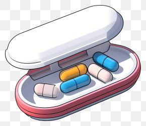 Pills - Pill Container With Capsules Illustration PNG