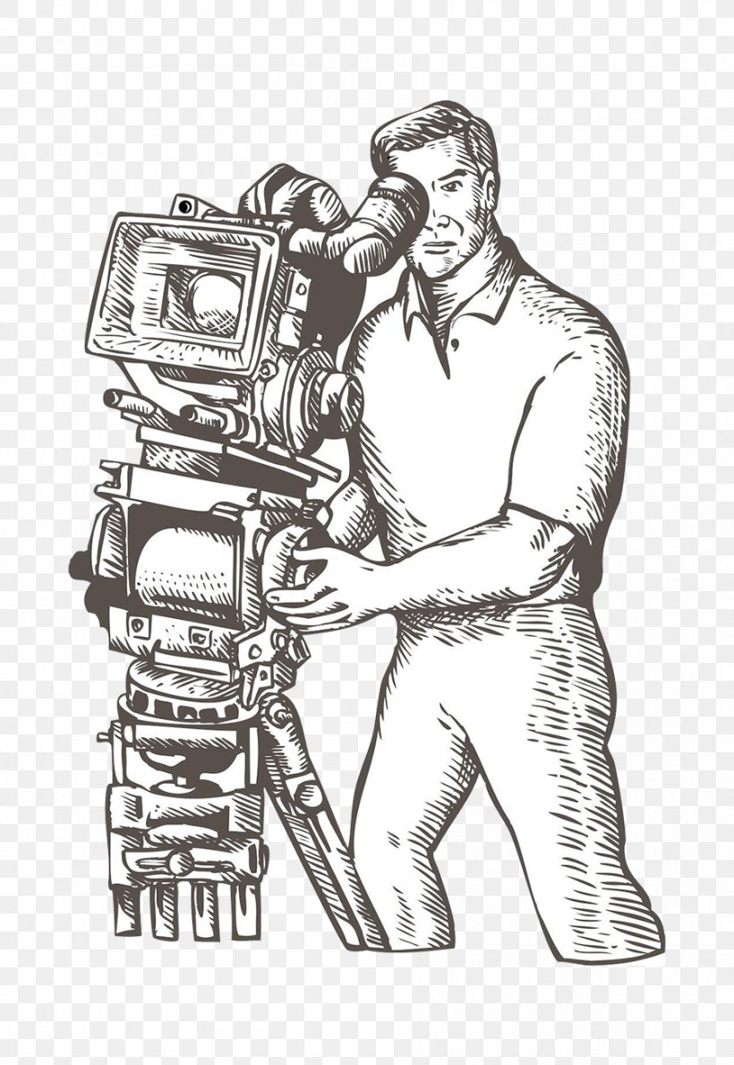 Film Director Drawing Camera Operator Illustration, PNG, 900x1306px, Film Director, Arm, Art, Black And White, Camera Operator Download Free