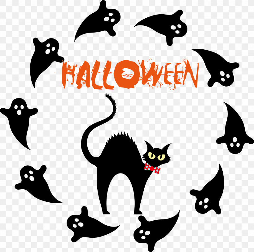 Happy Halloween, PNG, 3000x2971px, Happy Halloween, Biology, Black Cat, Black M, Cat Download Free