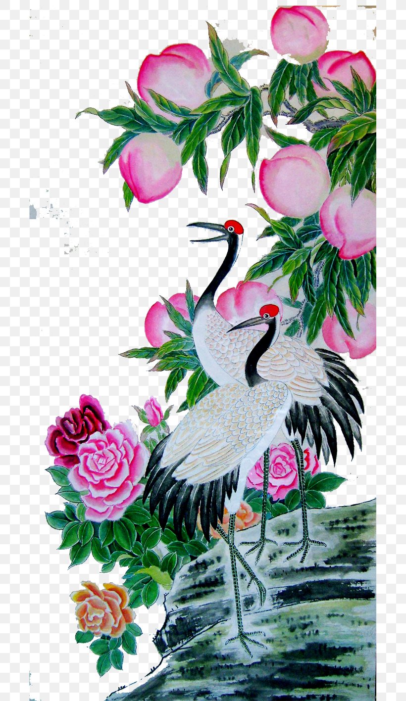 Water Bird Painting Floral Design Feng Shui, PNG, 701x1417px, Bird, Art, Auglis, Beak, Beauty Download Free