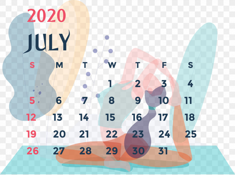 July 2020 Printable Calendar July 2020 Calendar 2020 Calendar, PNG, 3000x2237px, 2020 Calendar, July 2020 Printable Calendar, Biology, Cartoon, July 2020 Calendar Download Free