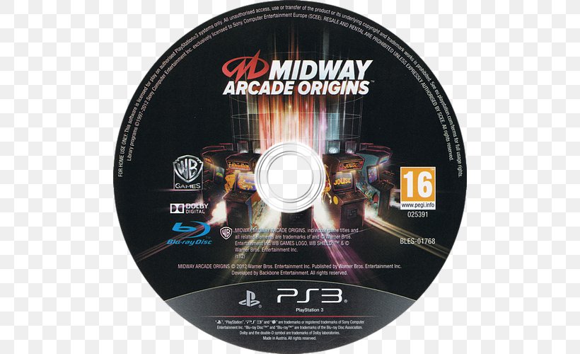 Midway Arcade Origins Xbox 360 Backbone Entertainment PlayStation 3 PAL Region, PNG, 500x500px, Midway Arcade Origins, Brand, Compact Disc, Data Storage Device, Dvd Download Free