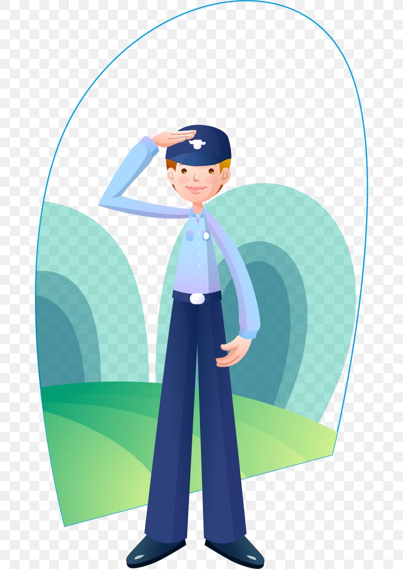 Salute Police Officer Cartoon Illustration, PNG, 678x1159px, Cartoon, Blue, Clip Art, Fictional Character, Human Behavior Download Free