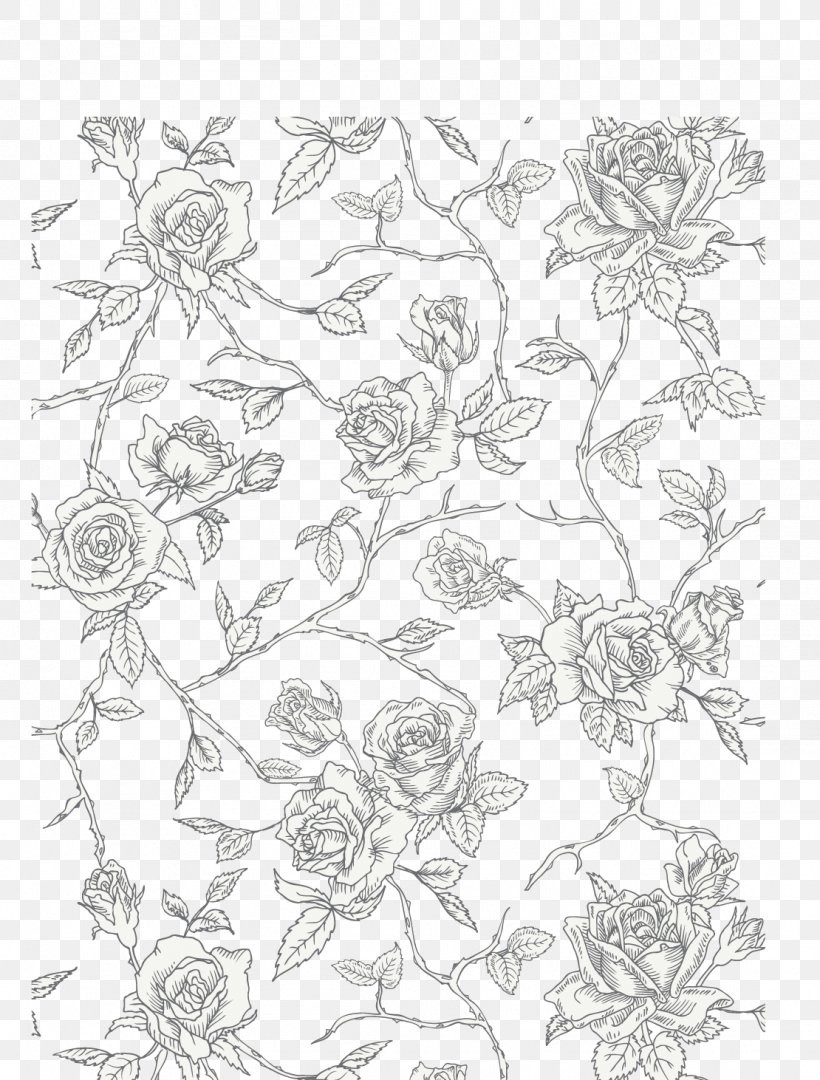 Hand-painted Flowers, PNG, 1110x1462px, Flower, Area, Artwork, Black And White, Drawing Download Free