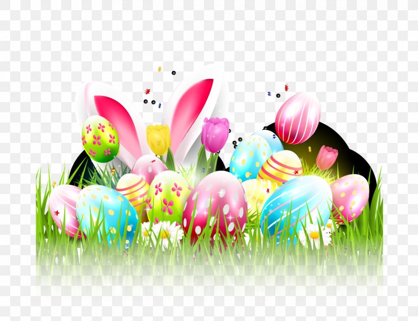 Easter Bunny Easter Egg Illustration, PNG, 1254x963px, Easter Bunny, Easter, Easter Egg, Flower, Grass Download Free