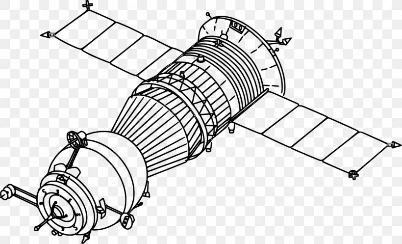 International Space Station Progress-M Soyuz Spacecraft, PNG, 1280x777px, International Space Station, Auto Part, Black And White, Cargo Spacecraft, Drawing Download Free