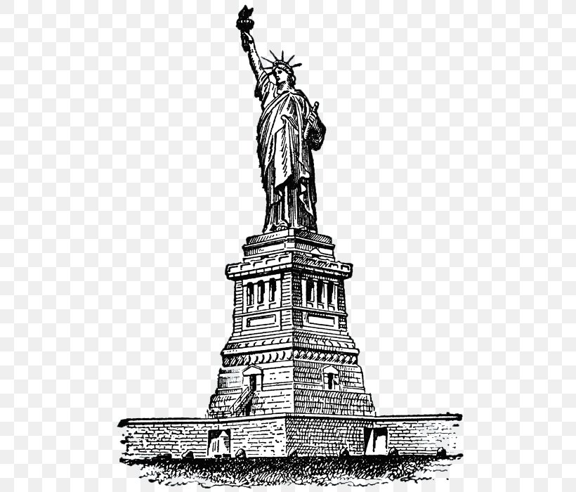 Statue Of Liberty Clip Art, PNG, 504x700px, Statue Of Liberty, Architecture, Art, Artwork, Black And White Download Free
