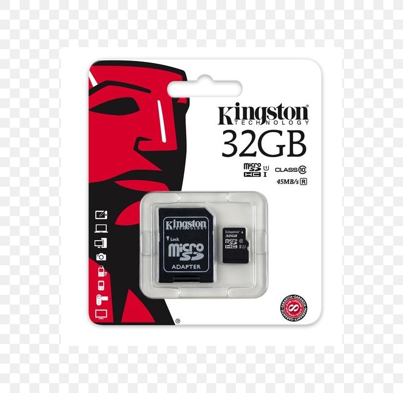 Flash Memory Cards Kingston MicroSDHC/microSDXC Class 10 UHS-I Secure Digital Kingston Technology, PNG, 800x800px, Flash Memory Cards, Computer Data Storage, Electronic Device, Electronics, Electronics Accessory Download Free
