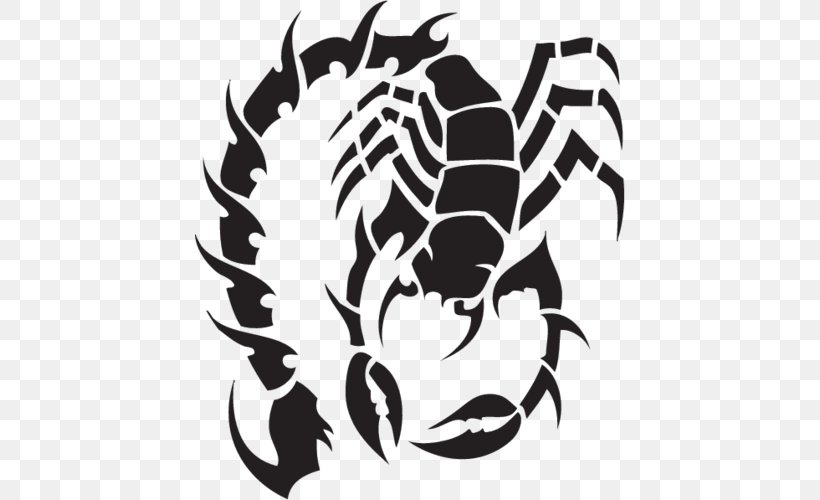 Scorpion Tattoo Clip Art, PNG, 500x500px, Scorpion, Art, Black, Black And White, Decal Download Free