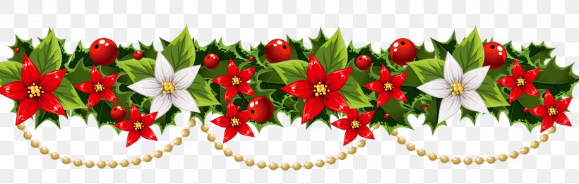 Christmas Decoration Poinsettia Garland Clip Art, PNG, 2550x813px, Christmas, Artificial Flower, Christmas And Holiday Season, Christmas Decoration, Christmas Lights Download Free