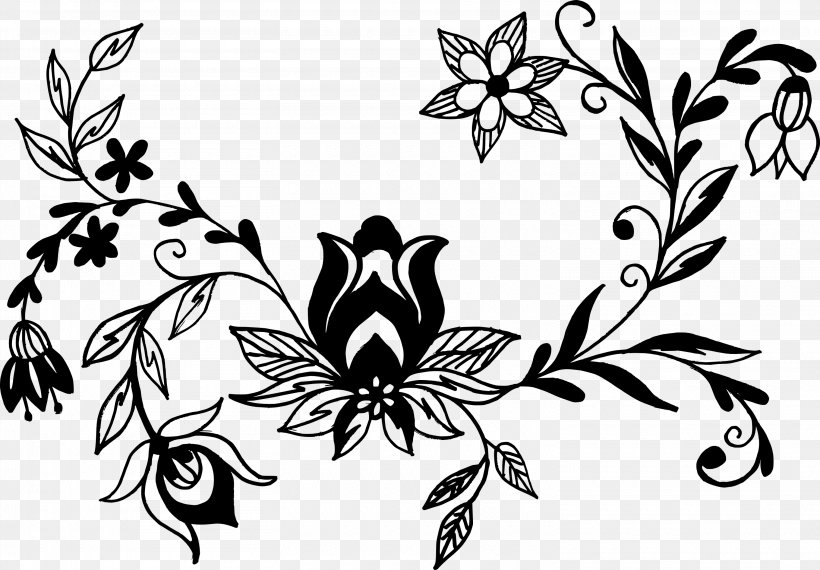 Flower Art, PNG, 3020x2100px, Flower, Art, Artwork, Black, Black And White Download Free