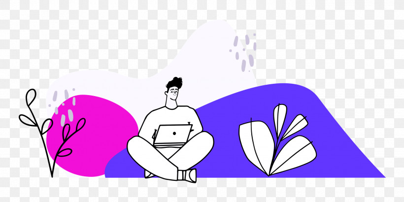 Person Sitting With Plants, PNG, 2500x1251px, Logo, Cartoon, Heart, Hm, Lavender Download Free