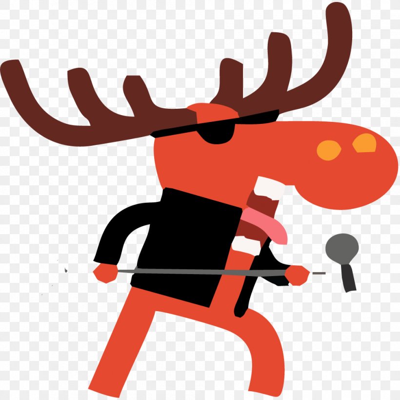 Reindeer Red Deer Singing Clip Art, PNG, 1004x1004px, Watercolor, Cartoon, Flower, Frame, Heart Download Free