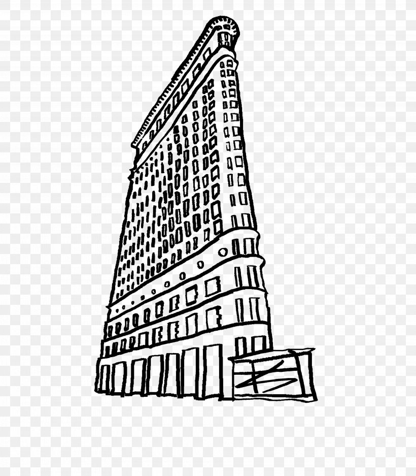 Flatiron Building Drawing Facade Line Art, PNG, 3840x4389px, Flatiron Building, Architecture, Art, Black White M, Blackandwhite Download Free
