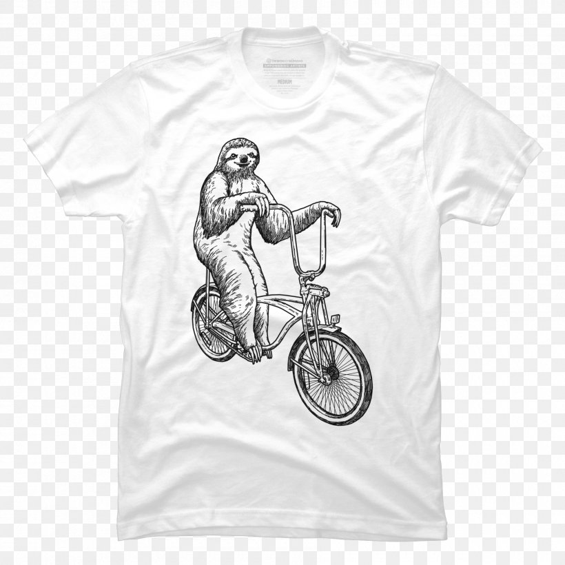 T-shirt Sloth Sleeve Hoodie, PNG, 1800x1800px, Tshirt, Bicycle, Black, Black And White, Clothing Download Free