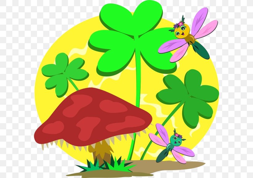 Cartoon Mushroom Dragonfly Clip Art, PNG, 600x578px, Cartoon, Art, Artwork, Clover, Dragonfly Download Free