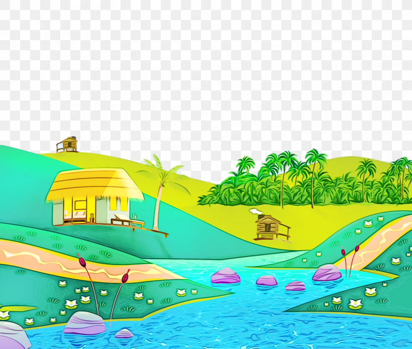 Water Resources Ecosystem Water Park Cartoon Green, PNG, 1698x1440px, Watercolor, Area, Cartoon, Computer, Ecology Download Free