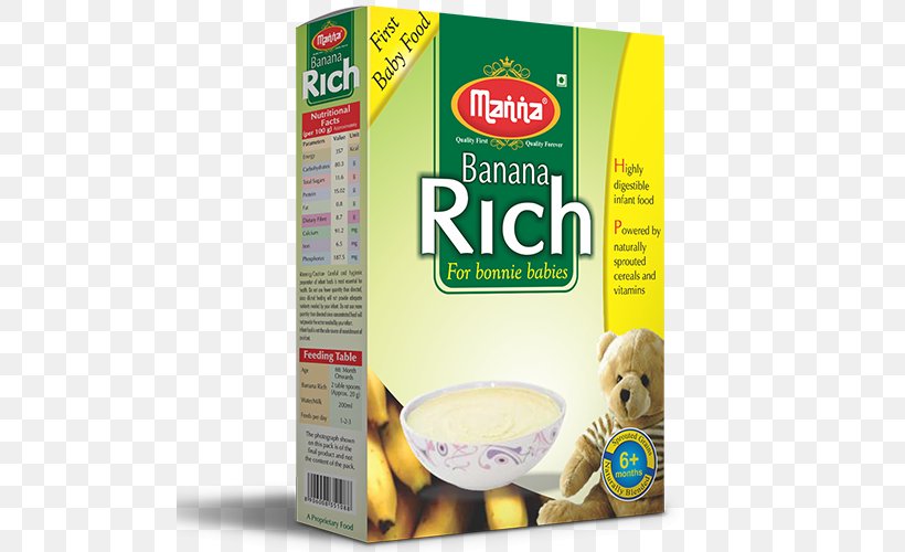 Baby Food Vegetarian Cuisine Manna Food (Southern Health Foods Pvt Ltd) Infant, PNG, 500x500px, Baby Food, Banana Powder, Cereal, Child, Cuisine Download Free