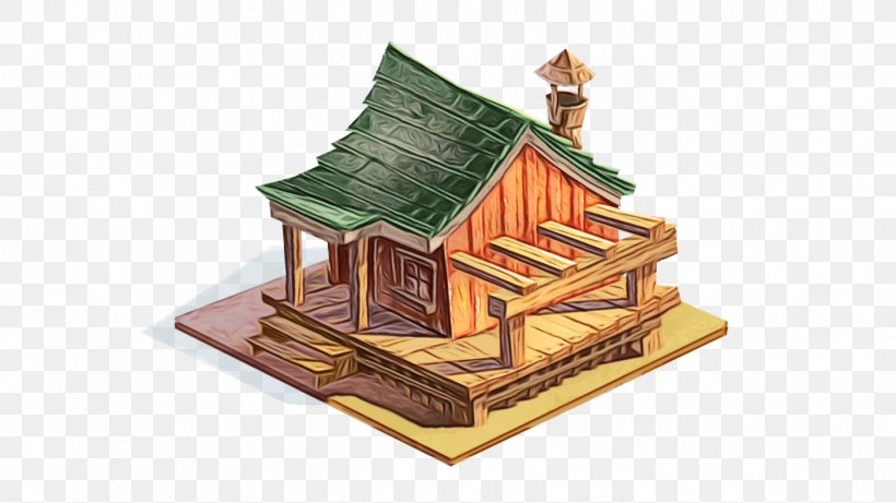 Log Cabin Hut Building Roof Temple, PNG, 1400x788px, Watercolor, Architecture, Building, Cottage, House Download Free