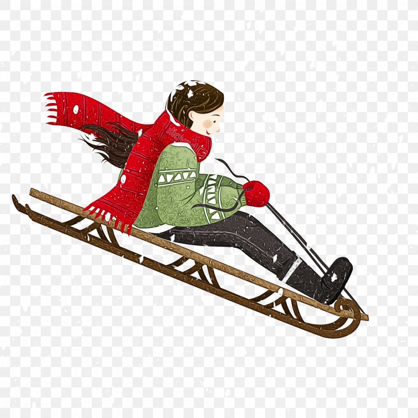 Skier Winter Sport Sled Ski Recreation, PNG, 2000x2000px, Watercolor, Luge, Paint, Recreation, Ski Download Free