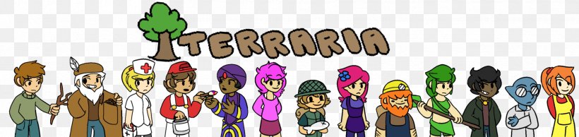 Terraria Non-player Character Drawing Video Game Fan Art, PNG, 1834x435px, Terraria, Art, Brush, Deviantart, Drawing Download Free