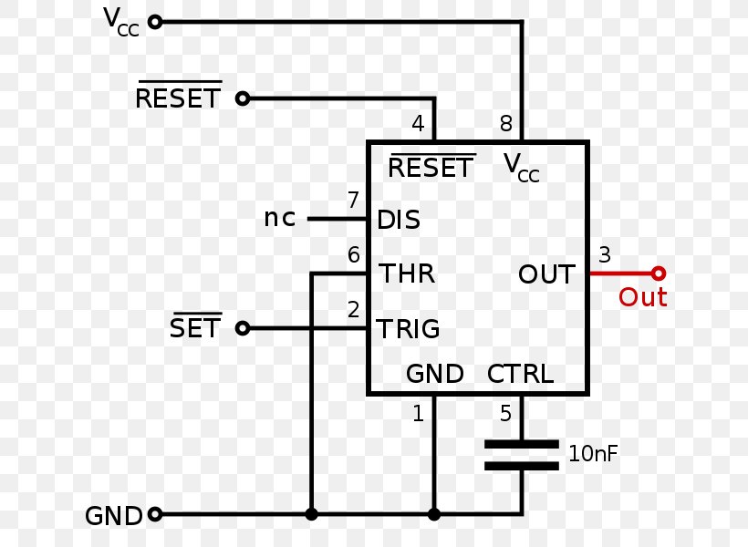 555 Timer IC Monostable Electronics Flip-flop, PNG, 660x600px, 555 Timer Ic, Area, Astabil Multivibrator, Auto Part, Capacitor Download Free