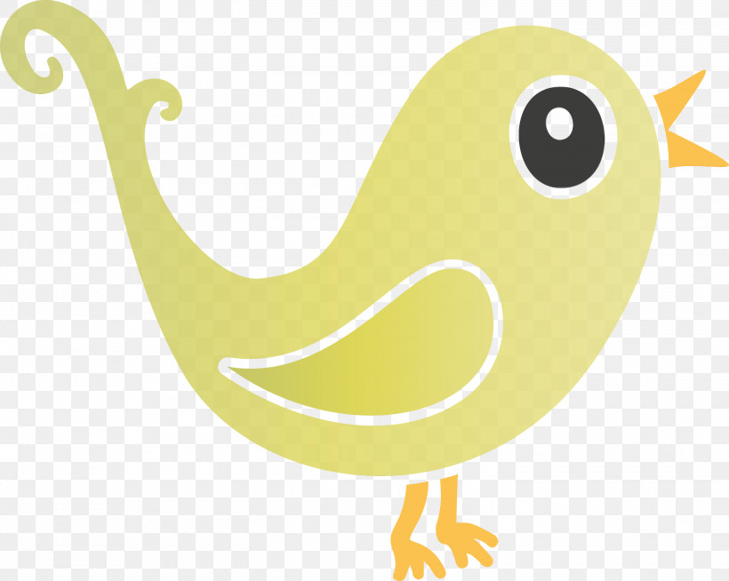 Yellow Beak Cartoon Bird Tail, PNG, 3000x2393px, Cartoon Bird, Beak, Bird, Cartoon, Paint Download Free