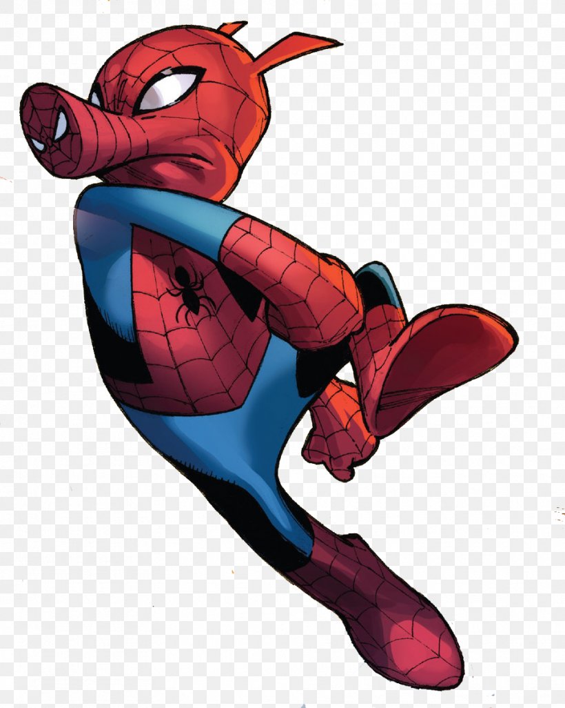 Spider-Man Spider-Verse Spider Pig Spider-Ham, PNG, 959x1200px, Spiderman, Art, Comic Book, Fictional Character, Ham Download Free